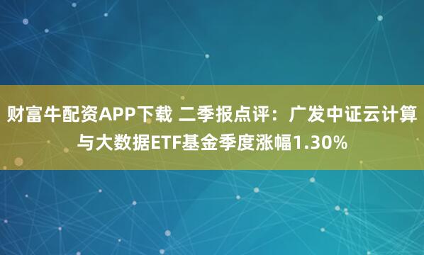 财富牛配资APP下载 二季报点评：广发中证云计算与大数据ETF基金季度涨幅1.30%