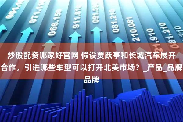 炒股配资哪家好官网 假设贾跃亭和长城汽车展开合作，引进哪些车型可以打开北美市场？_产品_品牌