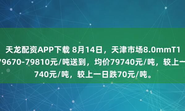 天龙配资APP下载 8月14日，天津市场8.0mmT1低氧铜杆报价79670-79810元/吨送到，均价79740元/吨，较上一日跌70元/吨。